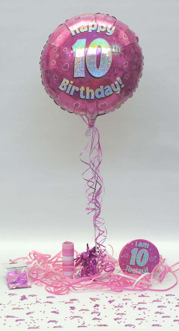 Folienballon-Geburtstag-Happy-10th-Birthday-Pink-Luftballon-Geschenk-Dekoration-zum-10-Geburtstag