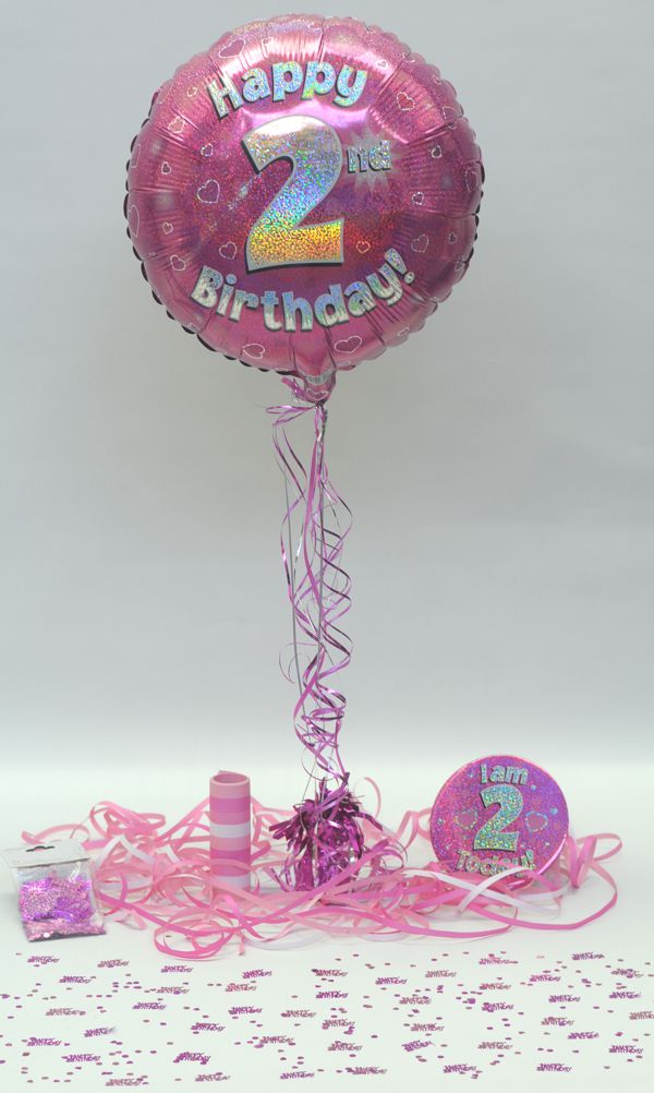 Folienballon-Geburtstag-Happy-2nd-Birthday-Pink-Luftballon-Geschenk-Dekoration-zum-2-Geburtstag