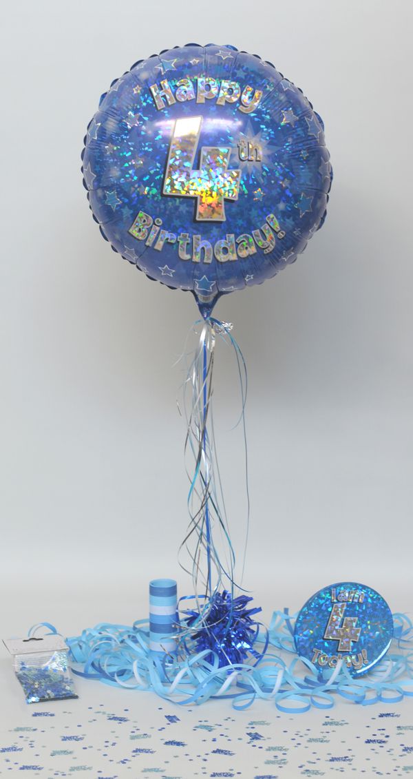 Folienballon-Geburtstag-Happy-4th-Birthday-Blau-Luftballon-Geschenk-Dekoration-zum-4-Geburtstag