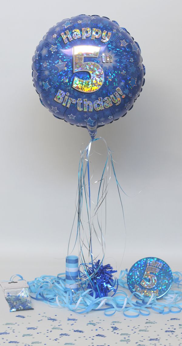 Folienballon-Geburtstag-Happy-5th-Birthday-Blau-Luftballon-Geschenk-Dekoration-zum-5-Geburtstag