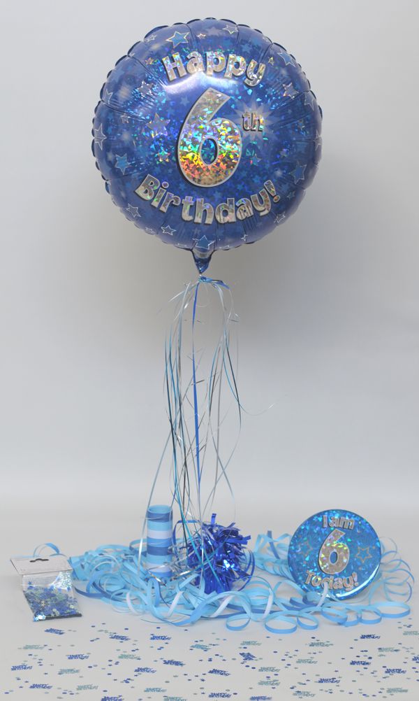 Folienballon-Geburtstag-Happy-6th-Birthday-Blau-Luftballon-Geschenk-Dekoration-zum-6-Geburtstag