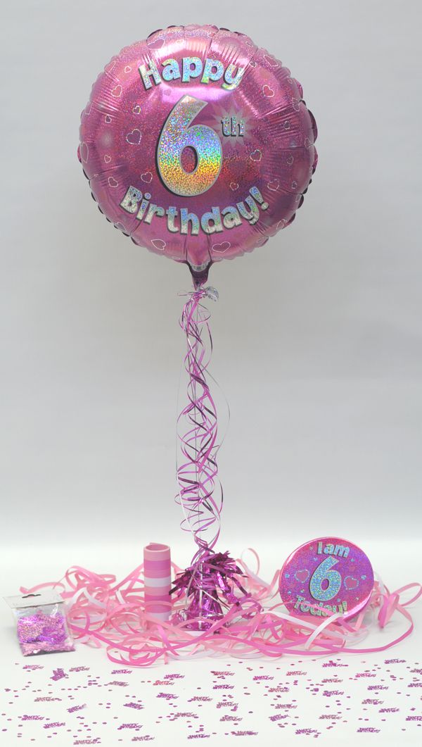 Folienballon-Geburtstag-Happy-6th-Birthday-Pink-Luftballon-Geschenk-Dekoration-zum-6-Geburtstag