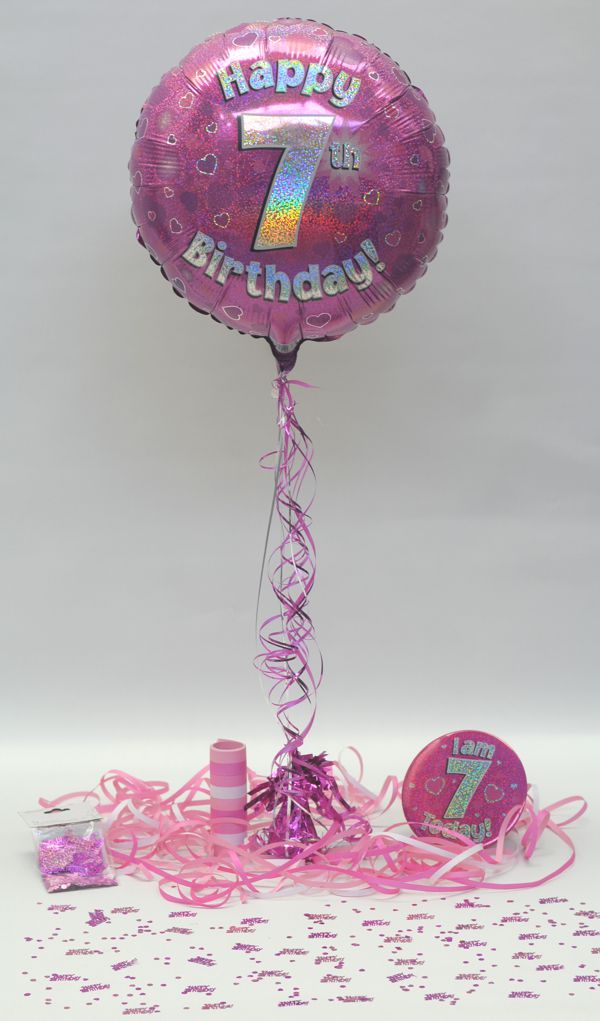 Folienballon-Geburtstag-Happy-7th-Birthday-Pink-Luftballon-Geschenk-Dekoration-zum-7-Geburtstag