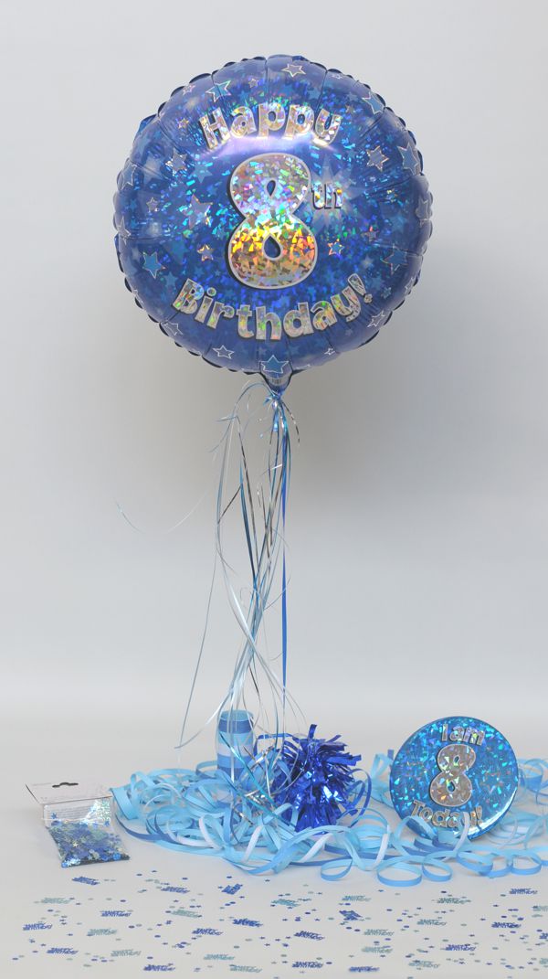 Folienballon-Geburtstag-Happy-8th-Birthday-Blau-Luftballon-Geschenk-Dekoration-zum-8-Geburtstag