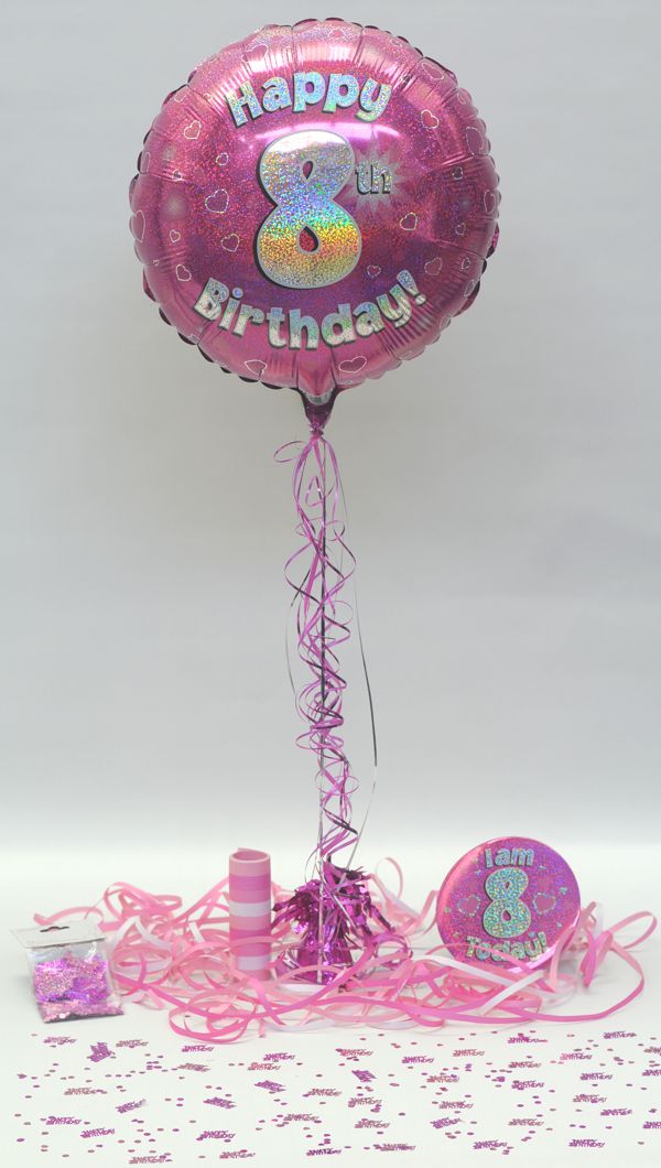Folienballon-Geburtstag-Happy-8th-Birthday-Pink-Luftballon-Geschenk-Dekoration-zum-8-Geburtstag