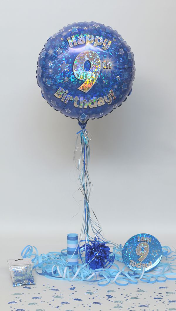 Folienballon-Geburtstag-Happy-9th-Birthday-Blau-Luftballon-Geschenk-Dekoration-zum-9-Geburtstag