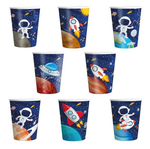 Partytbecher-Blast-Off-Partydekoration-Weltraum-Tischdeko-zum-Kindergeburtstag