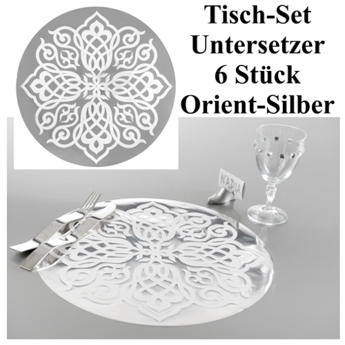 Tischuntersetzer Orient Silber, Partydeko 1001 Nacht