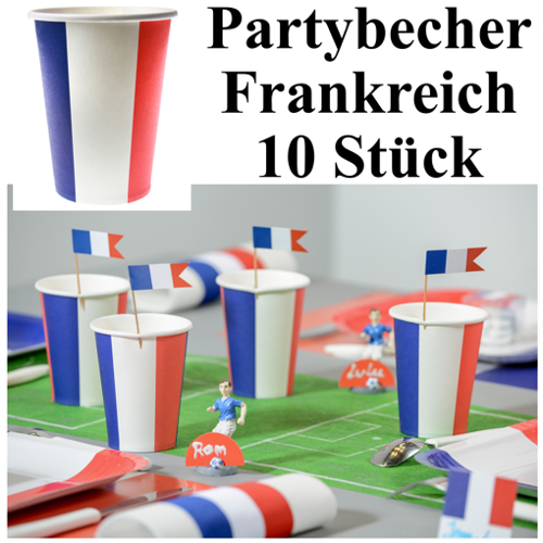 Frankreich Pappbecher, Tischdeko Frankreich-Party