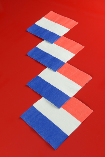Tischdekoration Papierservietten Frankreich, Blau Weiß Rot