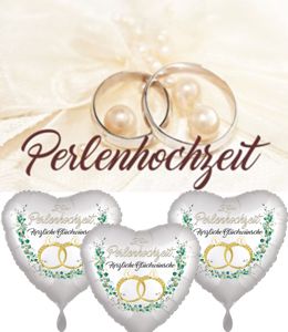 Perlenhochzeit, Luftballons und Hochzeitsdeko