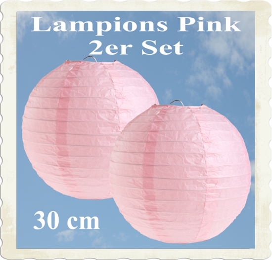 Pinkfarbige Lampions, 2 Stück, 30 cm
