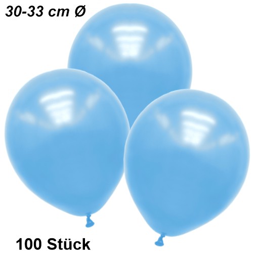 Premium-Metallic-Luftballons-Babyblau-30-33-cm-Ballons-aus-Natur-Latex-zur-Dekoration