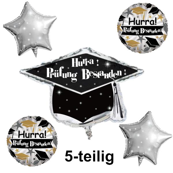 Hurra! Prüfung bestanden! 5-teiliges Folienballon-Set