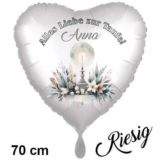 Großer Folienballon mit Helium: Zur Taufe personalisiert mit Namen RiesigerFolienballon mit Helium: Zur Taufe personalisiert mit Namen