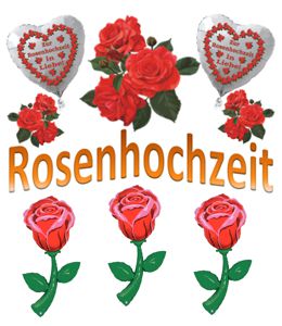 Rosenhochzeit Ballons und Dekoration