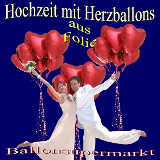 Rote Folienballons Herzen zur Hochzeit
