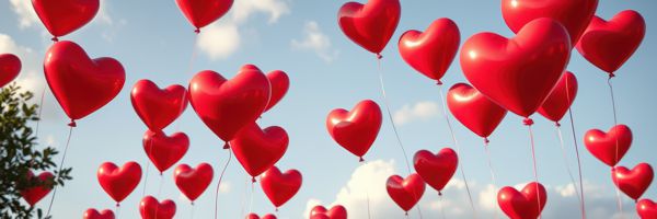 Rote Herzluftballons mit heliumfüllung
