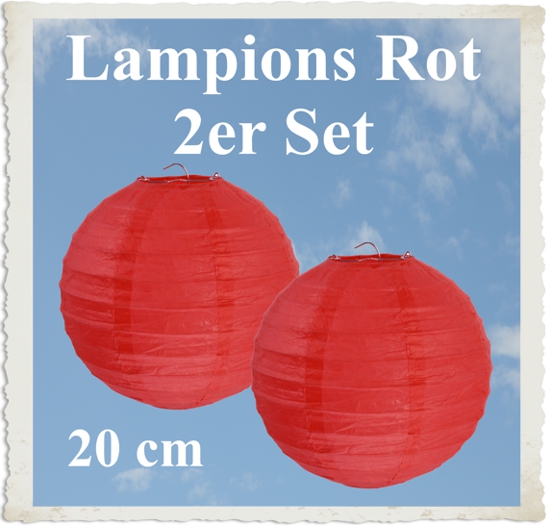 Rote Lampions, 2 Stück, 20 cm