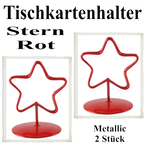 Rote Tischkartenhalter, Namenskartenhalter, Sterne in Weiß