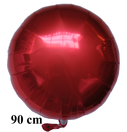 Großer roter Luftballon aus Folie, Rundballon, 90 cm Durchmesser
