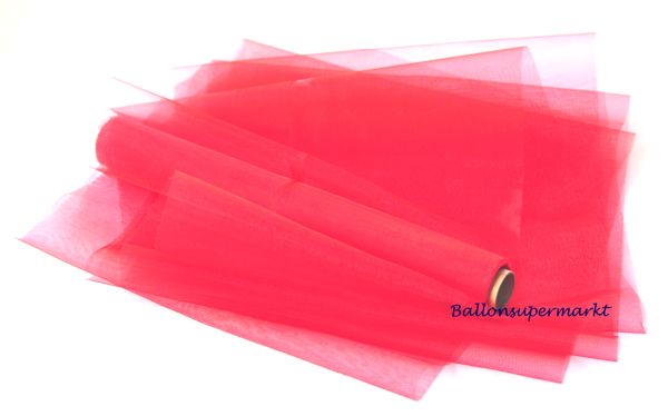 Roter Organza Deko-Stoff, 9 Meter x 36 cm