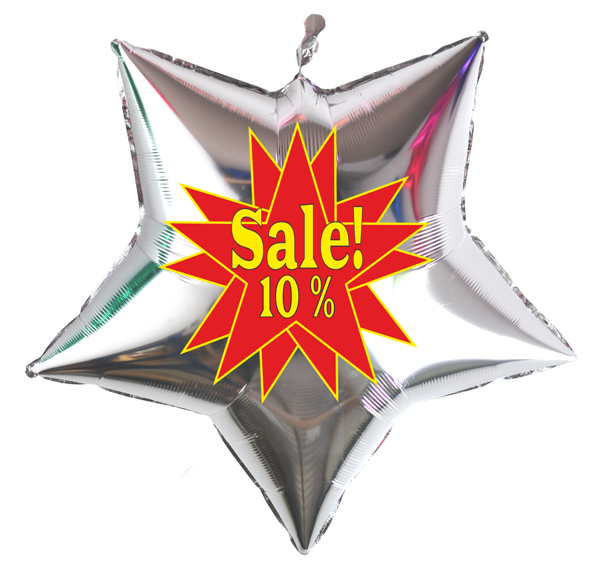 sale!-10-prozent-silberner-Sternballon-aus-Folie-zur-Geschaeftsaktion-Werbeaktion-Sales