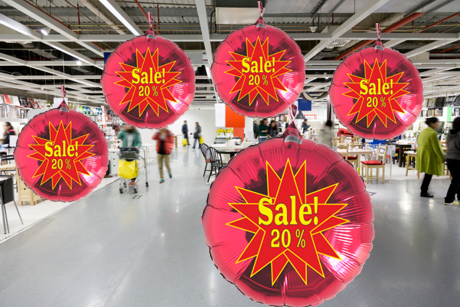 sale-20-prozent-star-luftballons-aus-folie-werbeaktion-rabattaktion-dekoration für geschäft und laden