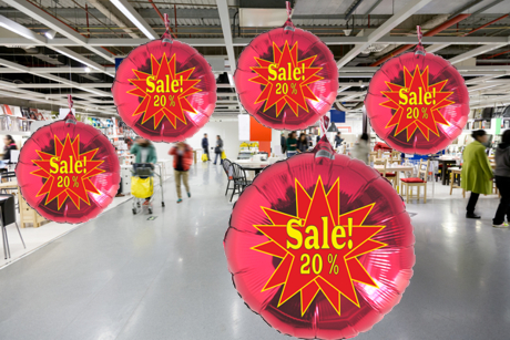 sale-20-prozent-star-luftballons-aus-folie-werbeaktion-rabattaktion-dekoration für geschäft und laden