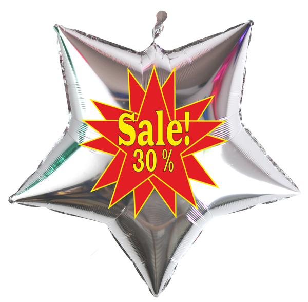 sale-30-prozent-silberner-Sternballon-aus-Folie-zur-Geschaeftsaktion-Werbeaktion-Sales