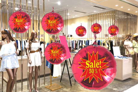 sale! 50% Luftballons aus Folie, Werbeaktionen, Rabattaktionen, Dekoration Boutique