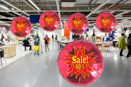 sale! 60% Luftballons aus Folie, Werbeaktionen, Rabattaktionen, Dekoration Supermarkt
