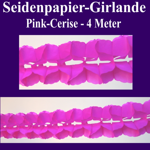 Girlande Pink - Cerise aus Seidenpapier 4 Meter, Festdekoration