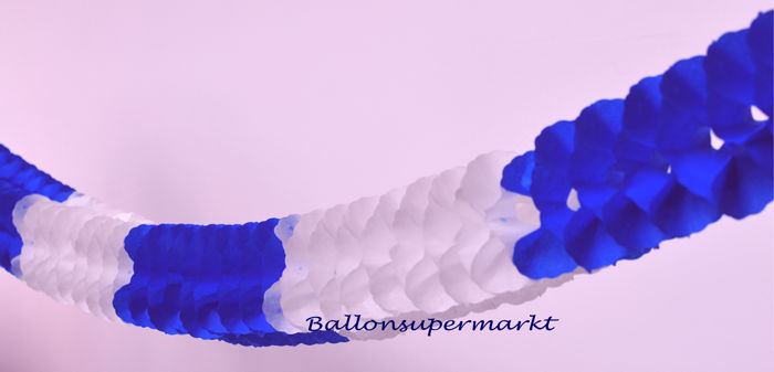 Girlande aus Seidenpapier, Blau-Weiß