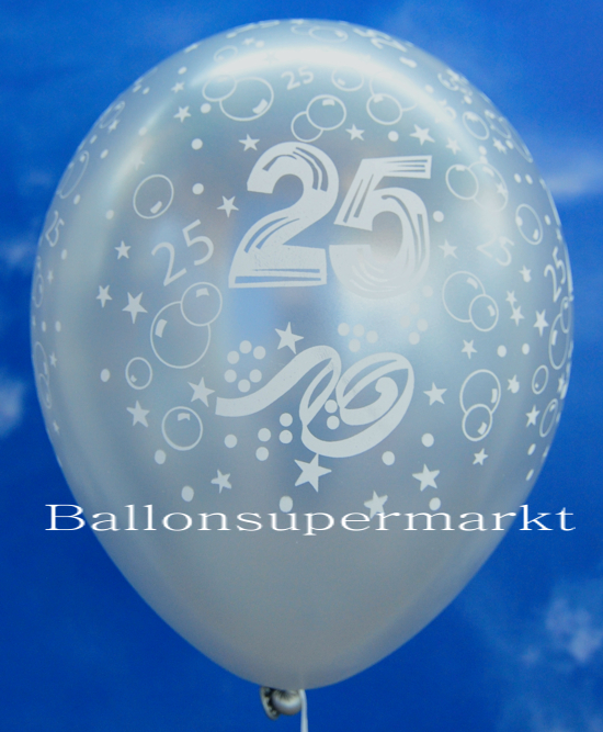 Silberner Luftballon mit der Zahl 25 zur Silberhochzeit