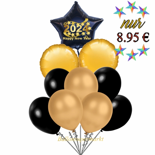HOWAF 8er-Set Silvesterballons 2026 – Gold-Schwarz Folienballons Für Die Perfekte Silvesterparty
