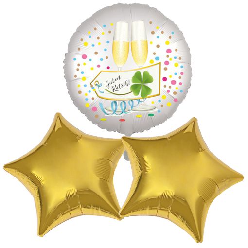 Silvestergrüße mit Luftballons: Guten Rutsch! 3 Luftballons aus Folie mit Helium