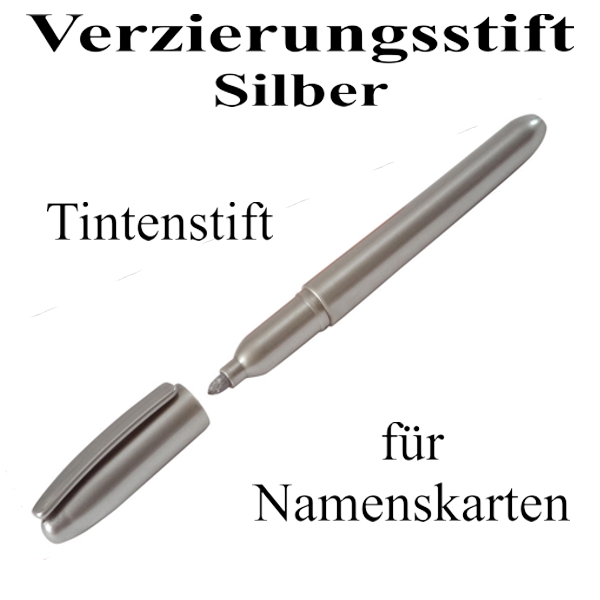 Stift für Namenskarten und Tischkarten, Verzierungsstift in Silber