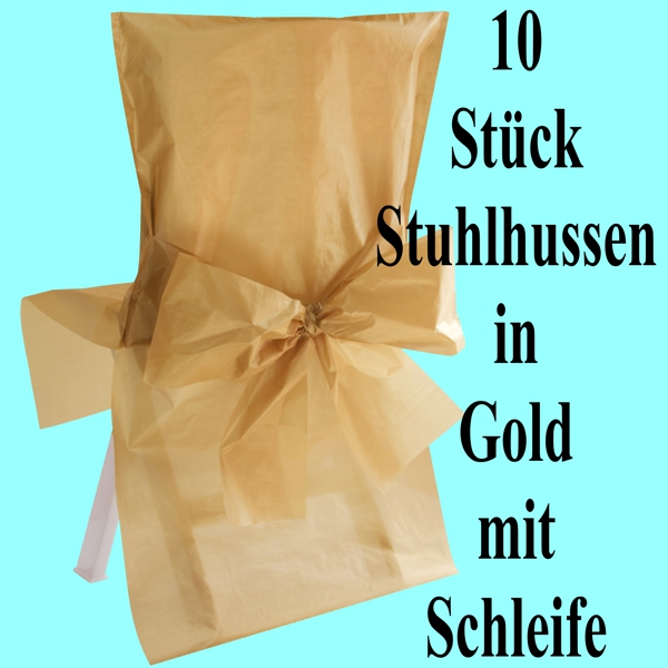 Goldene Stuhlhussen mit Schleifen, 10 Stück