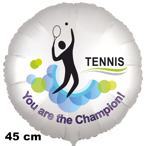 Tennis. Sport, You are the Champion! Rundluftballon satinweiss, 45 cm, inklusive Helium