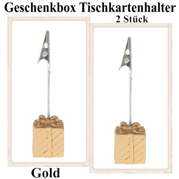 Tischkartenhalter Gold, Geschenk mit Schleife