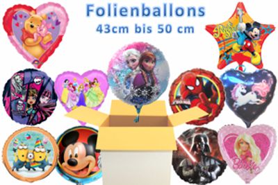 Luftballons aus Folie mit Helium, verschiedene Motive, 43cm bis 50cm