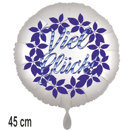 Viel Glück Luftballon 45 cm, rund, Leaves, inklusive Helium