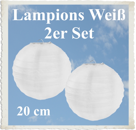Weiße Lampions, 2 Stück, 20 cm