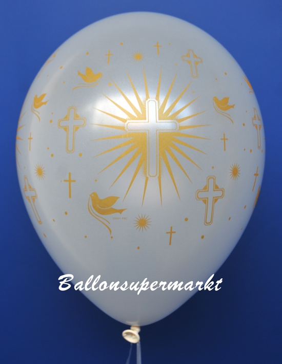 weisser-luftballon-mit-goldenen-kreuzen-und-tauben-zu-kommunion-und-konfirmation