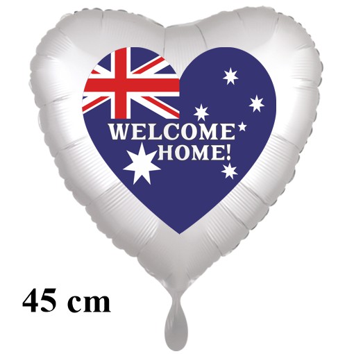 Helium Luftballon aus Folie, Australien Flagge, Herzballon 45 cm mit Ballongas, Welcome Home
