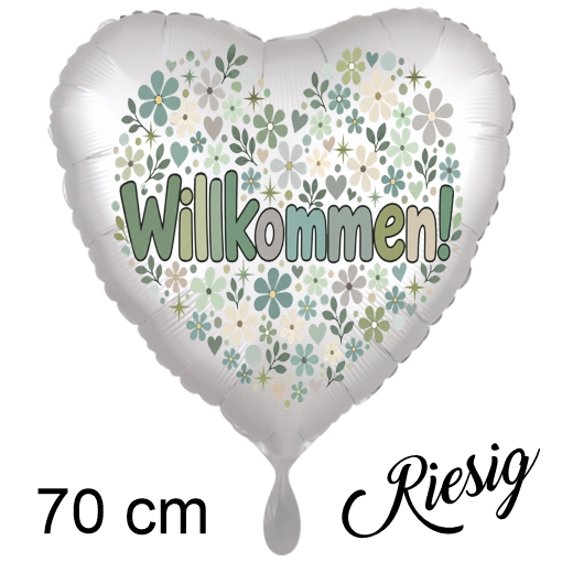 Willkommen - Flowers. Großer Herzluftballon mit Ballongas Helium, Ballongrüße! Willkommen - Flowers. Großer Herzluftballon mit Ballongas Helium, Ballongrüße!