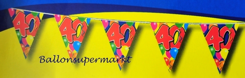 Geburtstag 40. Geburtstagsdekoration zum 40., Partydeko, Wimpel, Festdekoration, Feiern mit Wimpelketten Zahl 40