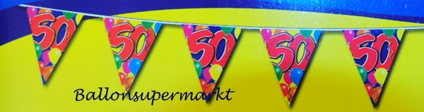 Geburtstag 50. Geburtstagsdekoration zum 50., Partydeko, Wimpel, Festdekoration, Feiern mit Wimpelketten,