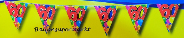 Geburtstag 60. Geburtstagsdekoration zum 60., Partydeko, Wimpel, Festdekoration, Feiern mit Wimpelketten,